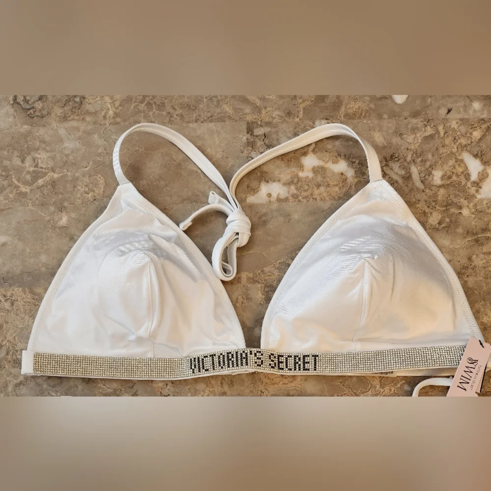 S M L XL XXL VS Swim Shine Strap Triangle Bikini Top White